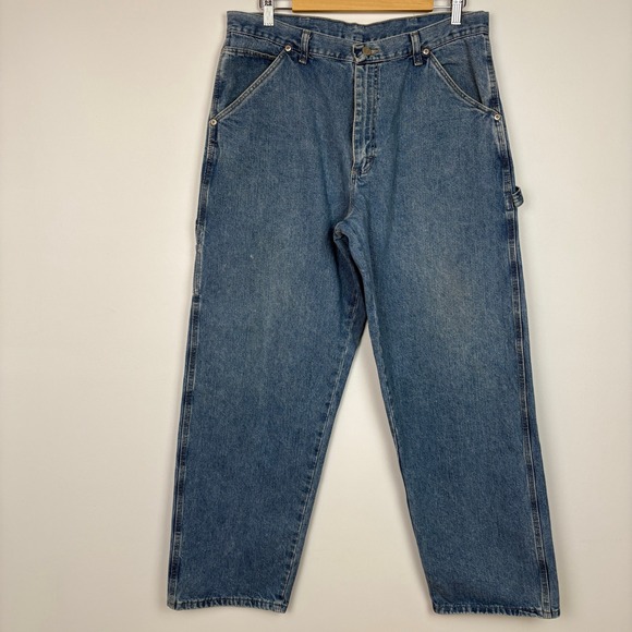 Wrangler Other - Wrangler Mens Carpenter Jeans 34x30 Blue Workwear Utility Relaxed Denim 94LSWVD